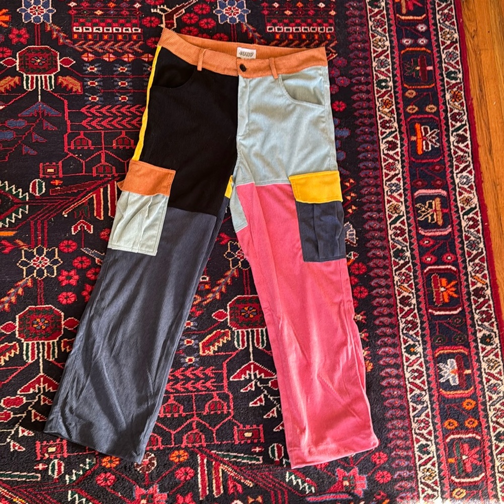 Colorful, corduroy cargo pants